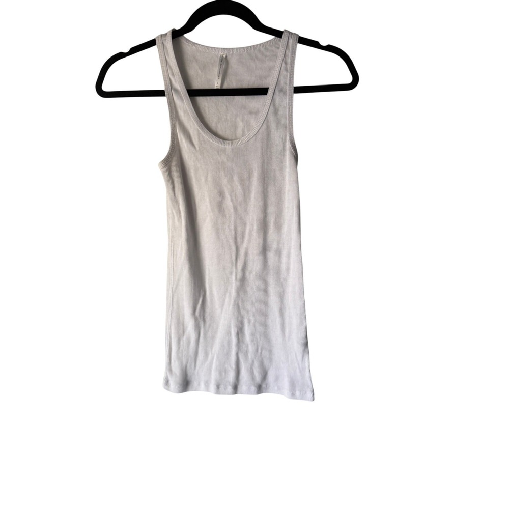 Y2K Zenana White Ribbed Tank Top Basic Layering Large Casual‎ Summer Cotton